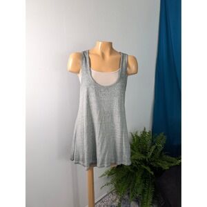 Akemi + Kin Tank Top Womens Medium Green‎ Linen Blend Scoop Neck Ombre Flowy